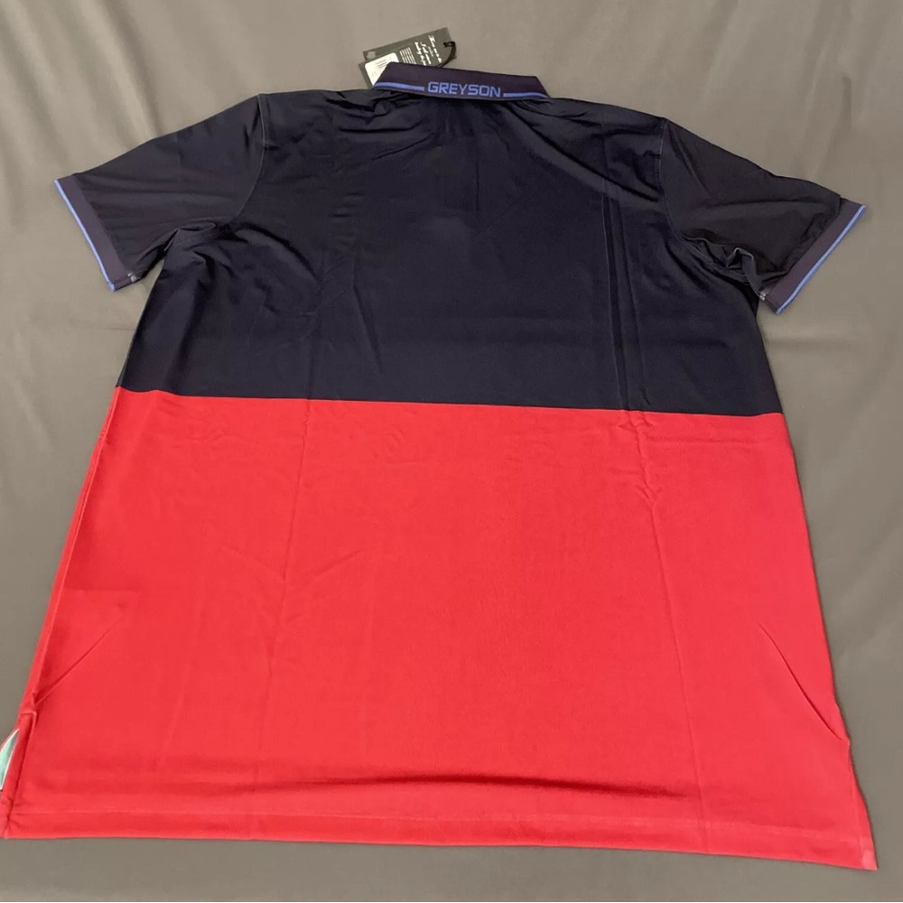 Greyson Golf Shirt Polo Washoe XL Abyss Flamingo Colorblock Polyester Spandex - Picture 5 of 8
